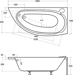 Besco Акриловая ванна Mini 150x70 P – фотография-3